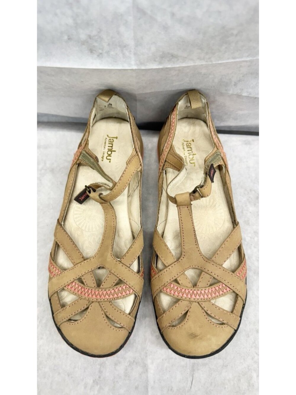 Jambu All Terra Closed Toe Sandals Shoes Womens 7.5 Tan Leather Hiking